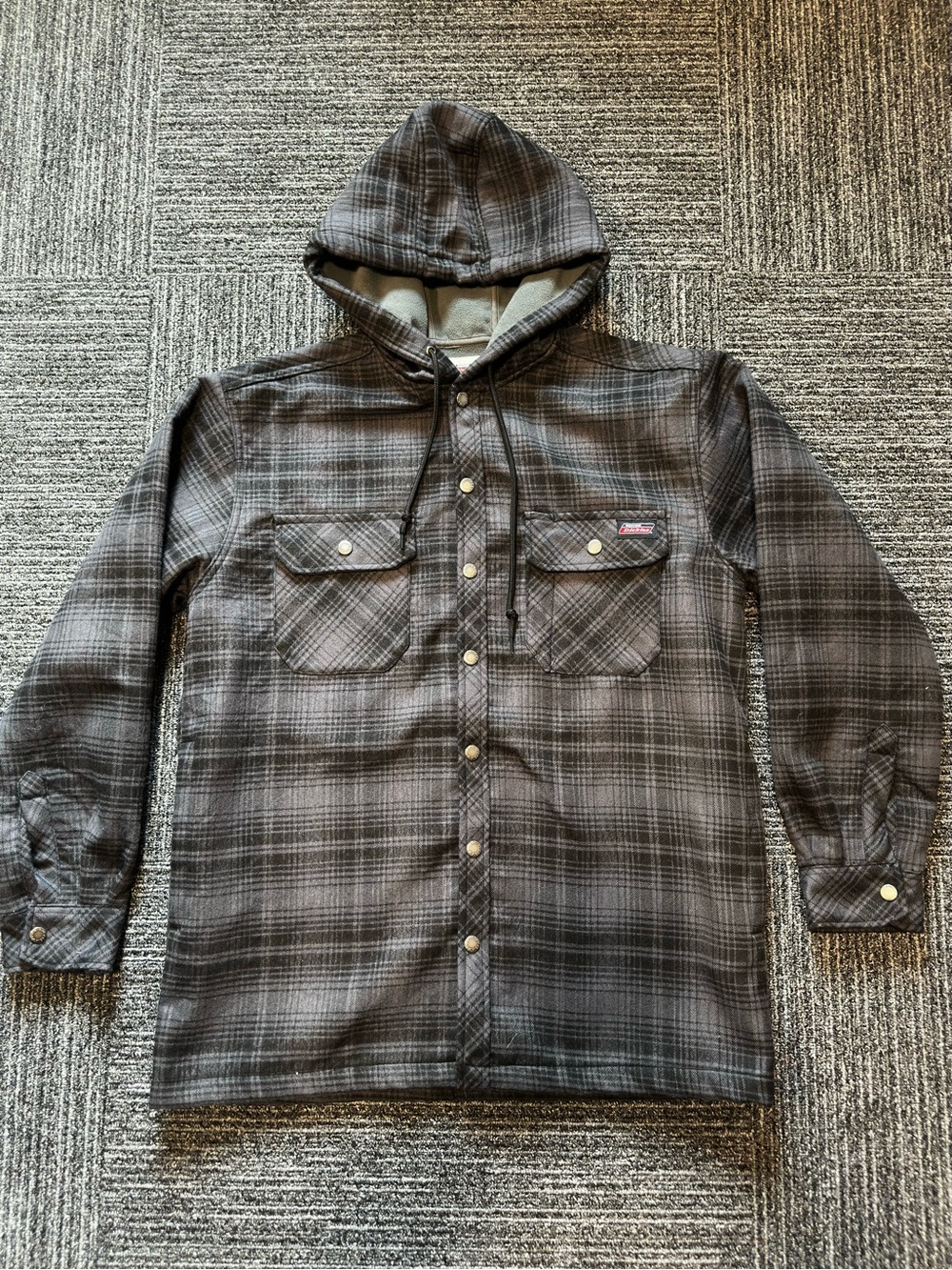 Dickies Gray Plaid Hooded Shirt Jacket
